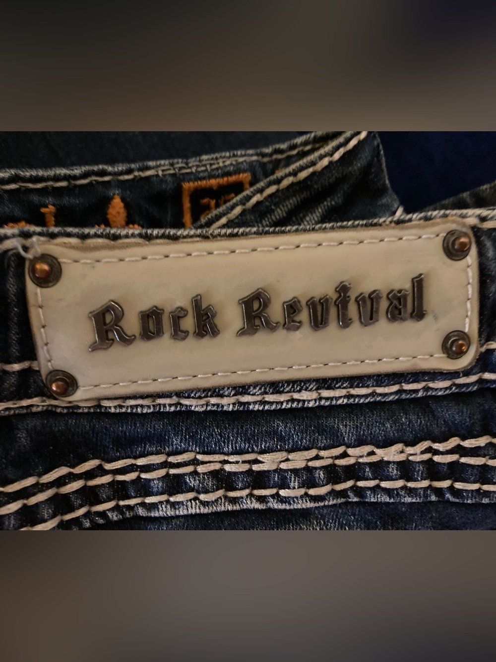ROCK REVIVAL Johanna Dark Blue Rhinestone Skinny Jeans - Size 25 - Picture 7 of 11